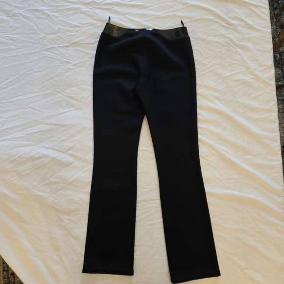 Prada | Black Textured Straight-Leg Pants with Patent Trim | Size 40 - Picture 8 of 8